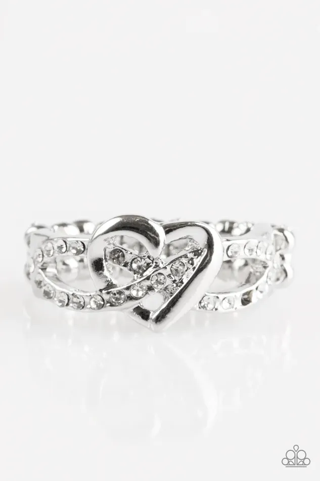 Paparazzi Ring Heavenly Heart White Paparazzi Jewelry Rings