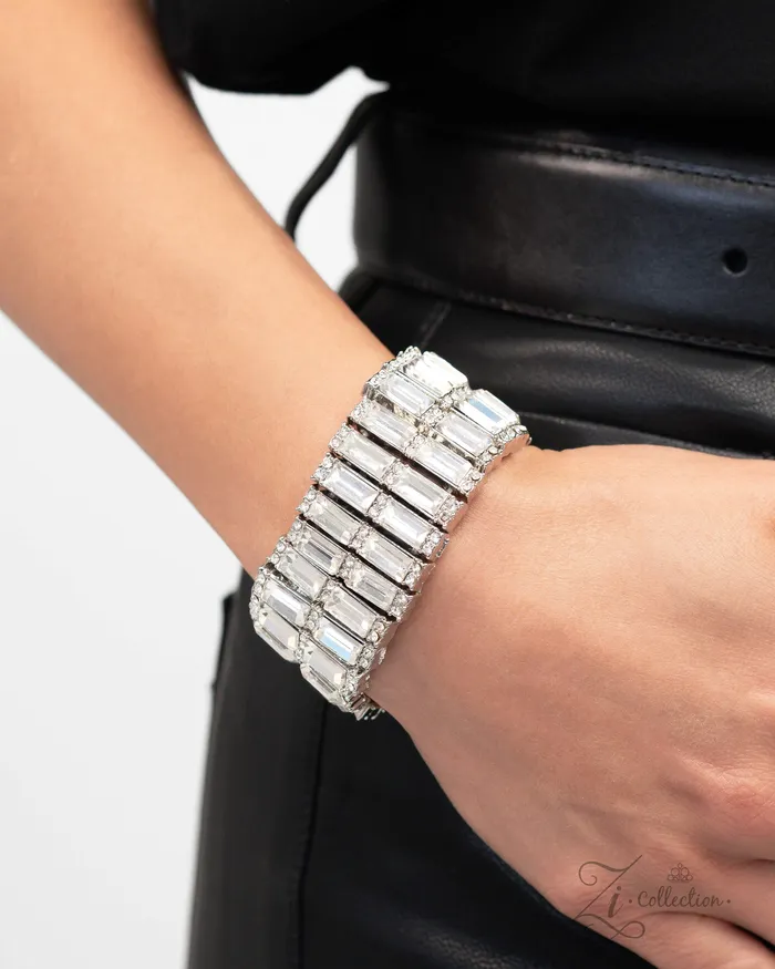 Paparazzi ZI Bracelet Ambitious Arrangement White Paparazzi Jewelry Bracelets
