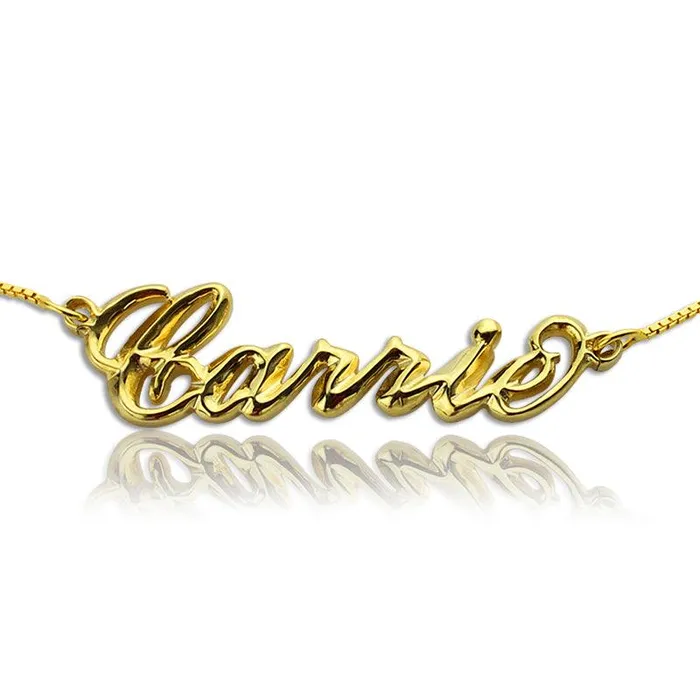 Personalized 3D Carrie Name Necklace 18K Gold Plated Silver Belbren Necklaces Personalized 3D Carrie Name Necklace 18K Gold Plated Silver Belbren Necklaces