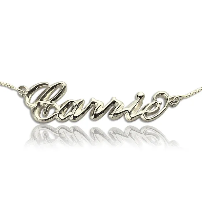 Personalized 3D Carrie Name Necklace 18K Gold Plated Silver Belbren Necklaces