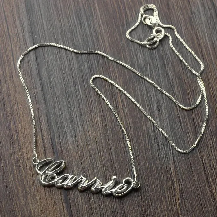 Personalized 3D Carrie Name Necklace 18K Gold Plated Silver Belbren Necklaces