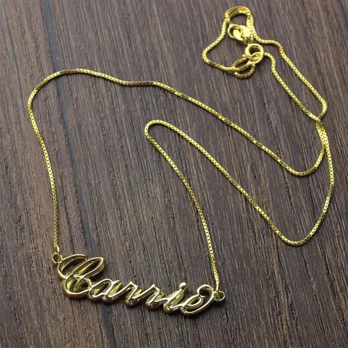 Personalized 3D Carrie Name Necklace 18K Gold Plated Silver Belbren Necklaces