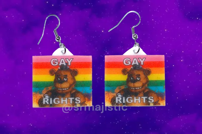 READY TO SHIP 5 Nights at Freddys Collection of Flaming Pride Flags Handmade Earrings Sam Makes Things Earrings