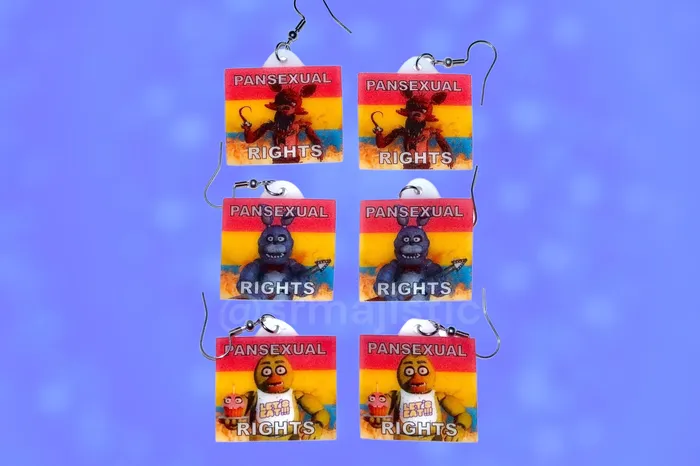 READY TO SHIP 5 Nights at Freddys Collection of Flaming Pride Flags Handmade Earrings Sam Makes Things Earrings READY TO SHIP 5 Nights at Freddys Collection of Flaming Pride Flags Handmade Earrings Sam Makes Things Earrings