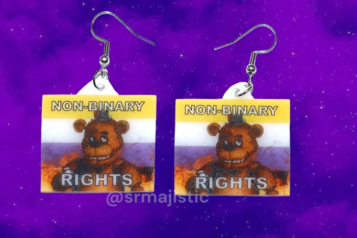 READY TO SHIP 5 Nights at Freddys Collection of Flaming Pride Flags Handmade Earrings Sam Makes Things Earrings READY TO SHIP 5 Nights at Freddys Collection of Flaming Pride Flags Handmade Earrings Sam Makes Things Earrings