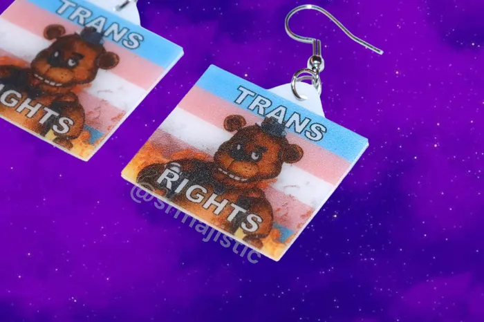 READY TO SHIP 5 Nights at Freddys Collection of Flaming Pride Flags Handmade Earrings Sam Makes Things Earrings READY TO SHIP 5 Nights at Freddys Collection of Flaming Pride Flags Handmade Earrings Sam Makes Things Earrings