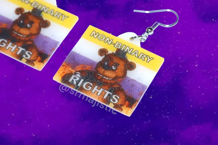 READY TO SHIP 5 Nights at Freddys Collection of Flaming Pride Flags Handmade Earrings Sam Makes Things Earrings READY TO SHIP 5 Nights at Freddys Collection of Flaming Pride Flags Handmade Earrings Sam Makes Things Earrings