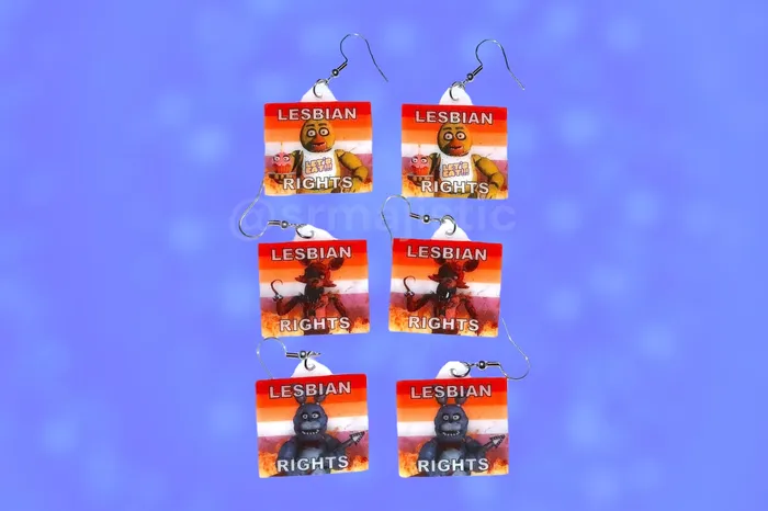READY TO SHIP 5 Nights at Freddys Collection of Flaming Pride Flags Handmade Earrings Sam Makes Things Earrings READY TO SHIP 5 Nights at Freddys Collection of Flaming Pride Flags Handmade Earrings Sam Makes Things Earrings