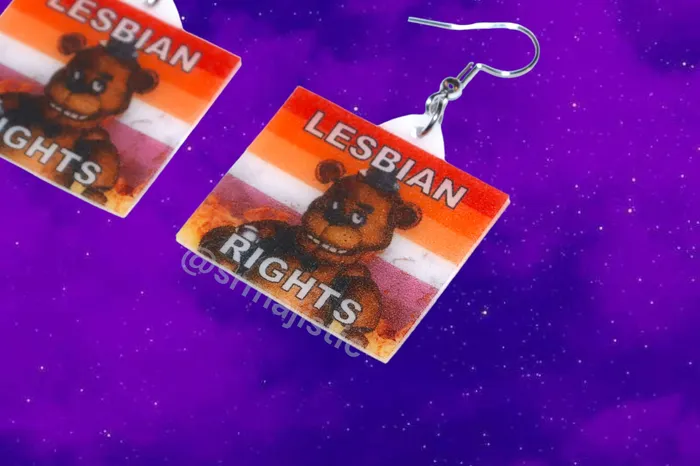 READY TO SHIP 5 Nights at Freddys Collection of Flaming Pride Flags Handmade Earrings Sam Makes Things Earrings READY TO SHIP 5 Nights at Freddys Collection of Flaming Pride Flags Handmade Earrings Sam Makes Things Earrings