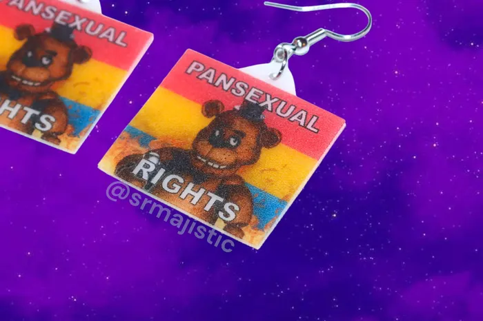 READY TO SHIP 5 Nights at Freddys Collection of Flaming Pride Flags Handmade Earrings Sam Makes Things Earrings READY TO SHIP 5 Nights at Freddys Collection of Flaming Pride Flags Handmade Earrings Sam Makes Things Earrings