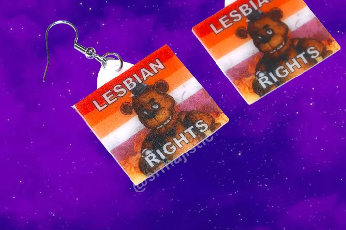 READY TO SHIP 5 Nights at Freddys Collection of Flaming Pride Flags Handmade Earrings Sam Makes Things Earrings READY TO SHIP 5 Nights at Freddys Collection of Flaming Pride Flags Handmade Earrings Sam Makes Things Earrings