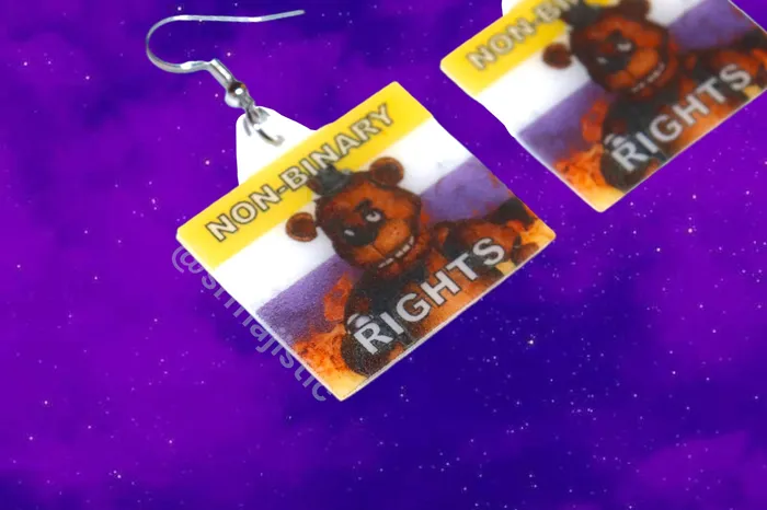 READY TO SHIP 5 Nights at Freddys Collection of Flaming Pride Flags Handmade Earrings Sam Makes Things Earrings READY TO SHIP 5 Nights at Freddys Collection of Flaming Pride Flags Handmade Earrings Sam Makes Things Earrings