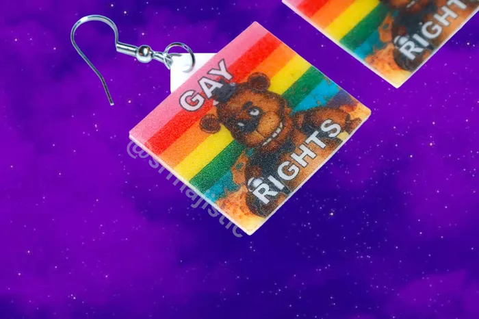 READY TO SHIP 5 Nights at Freddys Collection of Flaming Pride Flags Handmade Earrings Sam Makes Things Earrings READY TO SHIP 5 Nights at Freddys Collection of Flaming Pride Flags Handmade Earrings Sam Makes Things Earrings