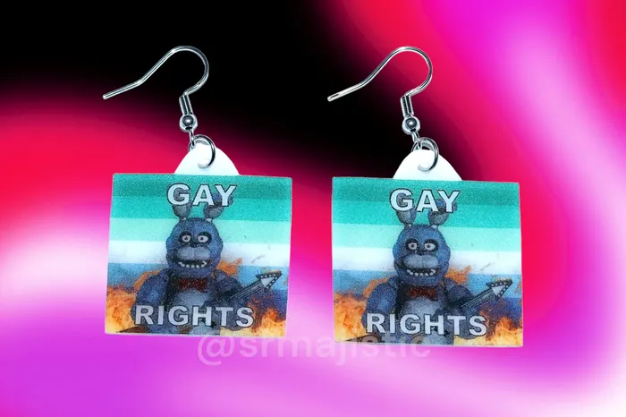 READY TO SHIP 5 Nights at Freddys Collection of Flaming Pride Flags Handmade Earrings Sam Makes Things Earrings READY TO SHIP 5 Nights at Freddys Collection of Flaming Pride Flags Handmade Earrings Sam Makes Things Earrings