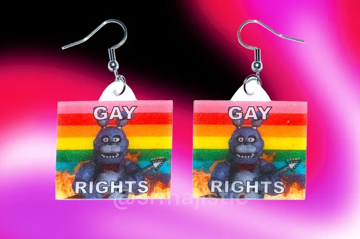 READY TO SHIP 5 Nights at Freddys Collection of Flaming Pride Flags Handmade Earrings Sam Makes Things Earrings READY TO SHIP 5 Nights at Freddys Collection of Flaming Pride Flags Handmade Earrings Sam Makes Things Earrings