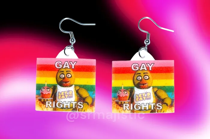 READY TO SHIP 5 Nights at Freddys Collection of Flaming Pride Flags Handmade Earrings Sam Makes Things Earrings READY TO SHIP 5 Nights at Freddys Collection of Flaming Pride Flags Handmade Earrings Sam Makes Things Earrings