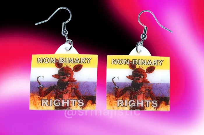READY TO SHIP 5 Nights at Freddys Collection of Flaming Pride Flags Handmade Earrings Sam Makes Things Earrings READY TO SHIP 5 Nights at Freddys Collection of Flaming Pride Flags Handmade Earrings Sam Makes Things Earrings