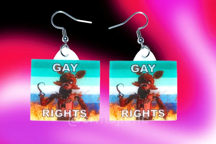 READY TO SHIP 5 Nights at Freddys Collection of Flaming Pride Flags Handmade Earrings Sam Makes Things Earrings READY TO SHIP 5 Nights at Freddys Collection of Flaming Pride Flags Handmade Earrings Sam Makes Things Earrings