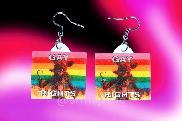 READY TO SHIP 5 Nights at Freddys Collection of Flaming Pride Flags Handmade Earrings Sam Makes Things Earrings READY TO SHIP 5 Nights at Freddys Collection of Flaming Pride Flags Handmade Earrings Sam Makes Things Earrings
