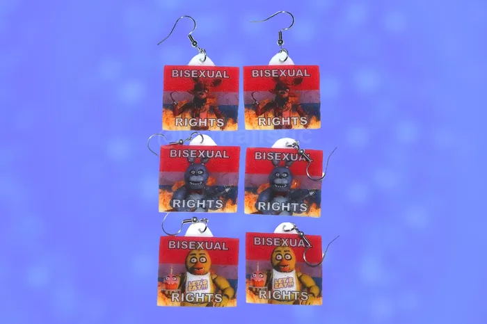 READY TO SHIP 5 Nights at Freddys Collection of Flaming Pride Flags Handmade Earrings Sam Makes Things Earrings READY TO SHIP 5 Nights at Freddys Collection of Flaming Pride Flags Handmade Earrings Sam Makes Things Earrings