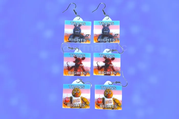READY TO SHIP 5 Nights at Freddys Collection of Flaming Pride Flags Handmade Earrings Sam Makes Things Earrings READY TO SHIP 5 Nights at Freddys Collection of Flaming Pride Flags Handmade Earrings Sam Makes Things Earrings
