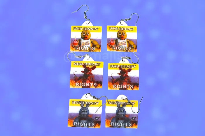 READY TO SHIP 5 Nights at Freddys Collection of Flaming Pride Flags Handmade Earrings Sam Makes Things Earrings READY TO SHIP 5 Nights at Freddys Collection of Flaming Pride Flags Handmade Earrings Sam Makes Things Earrings