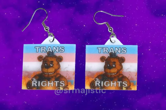 READY TO SHIP 5 Nights at Freddys Collection of Flaming Pride Flags Handmade Earrings Sam Makes Things Earrings READY TO SHIP 5 Nights at Freddys Collection of Flaming Pride Flags Handmade Earrings Sam Makes Things Earrings