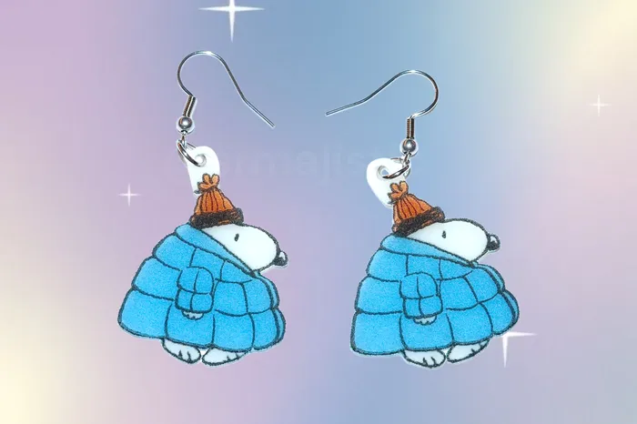 READY TO SHIP Snoopy in a Puffer Jacket Cute Character Handmade Earrings Sam Makes Things Earrings READY TO SHIP Snoopy in a Puffer Jacket Cute Character Handmade Earrings Sam Makes Things Earrings
