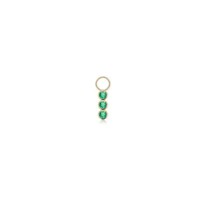 RG Charm Necklaces 14k Triple Emerald Hoop Charm