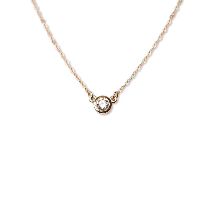 RG Necklaces 14k Diamond Bezel Necklace