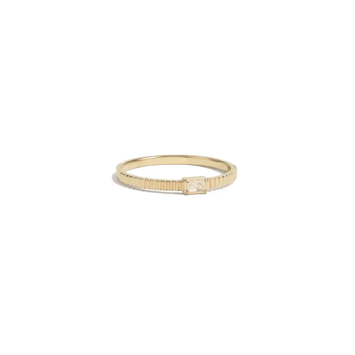 RG Rings 14k Diamond Baguette Ribbed Ring