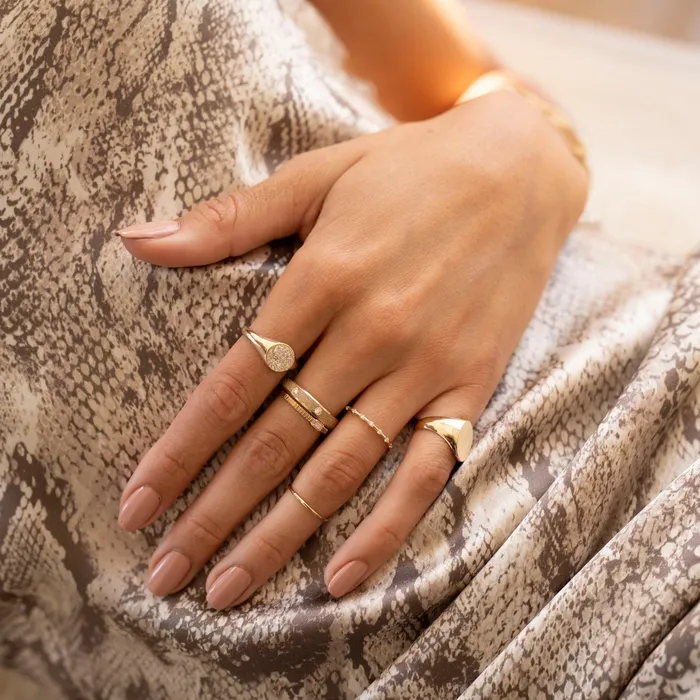 RG Rings 14k Diamond Baguette Ribbed Ring