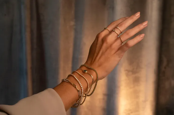 RG Rings 14k Diamond Baguette Ribbed Ring