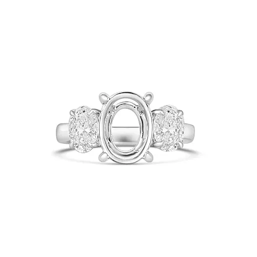 Rings 18K White Gold 3Stone SemiMount Ring Engagement Collections