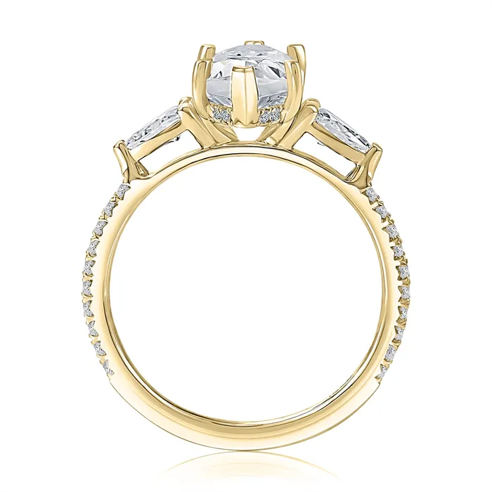 Rings AJaffe 14K Yellow Gold Diamond Semimount Ring Marquise Head with Diamonds and Pear Cut Sides A Jaffe Rings AJaffe 14K Yellow Gold Diamond Semimount Ring Marquise Head with Diamonds and Pear Cut Sides A Jaffe