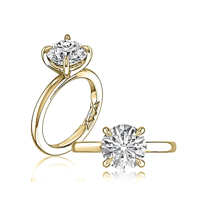 Rings A Jaffe A Jaffe 14K Yellow Gold Solitaire Ring for Round Diamond