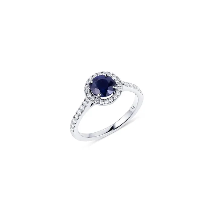 Rings CJ Charles Jewelers Rivire Platinum 129ct Sapphire and Diamond Halo Ring Rings CJ Charles Jewelers Rivire Platinum 129ct Sapphire and Diamond Halo Ring
