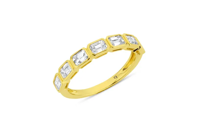 Rings CJ Charles Jewelers Yellow Gold Emerald Cut Diamond Band