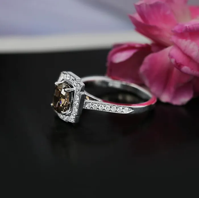 Rings Diamond Source NYC Fancy Dark Orangy Brown Diamond Engagement Ring in 18K White Gold ENG4567600