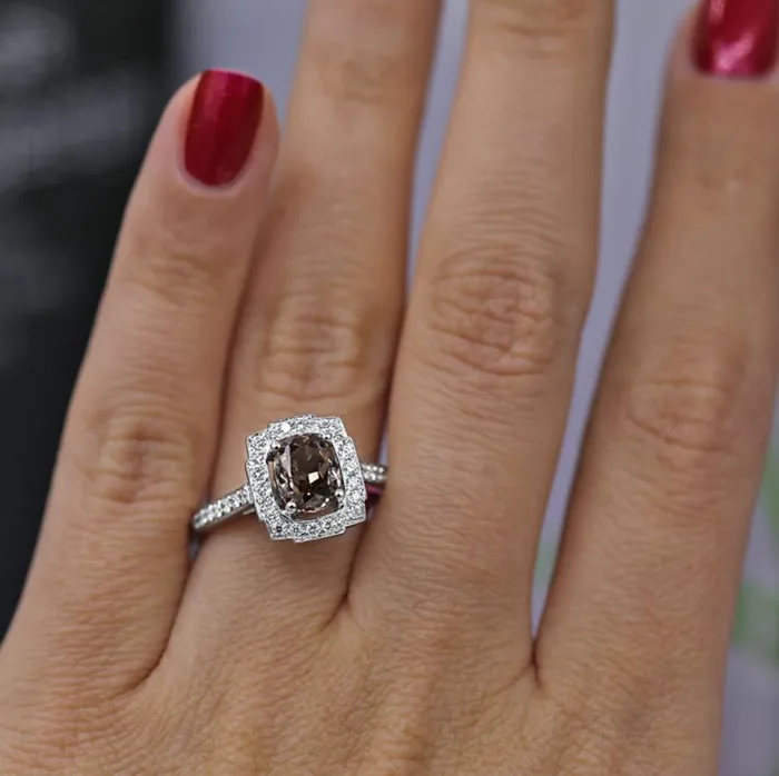 Rings Diamond Source NYC Fancy Dark Orangy Brown Diamond Engagement Ring in 18K White Gold ENG4567600