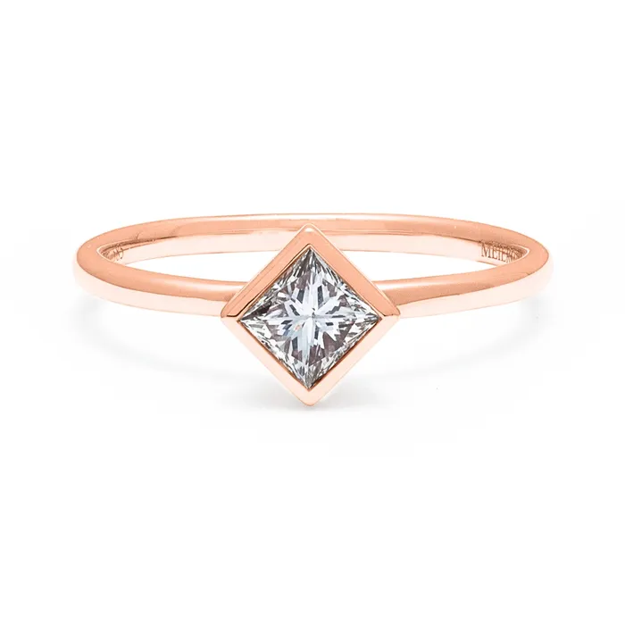 Rings Engagement Collections 14K Rose Gold Bezel Set Princess Cut Diamond Mounted Solitaire Ring 12ct Rings Engagement Collections 14K Rose Gold Bezel Set Princess Cut Diamond Mounted Solitaire Ring 12ct