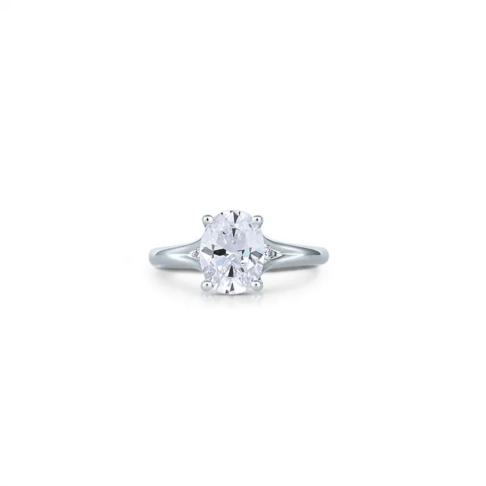 Rings Fana 14K White Gold Three Stone Ring with Oval Center