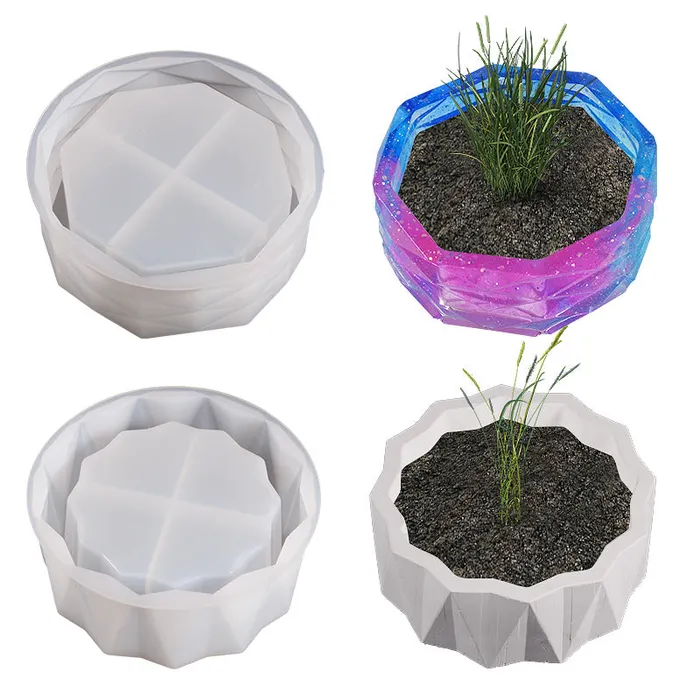 Rings IntoResin Round Cut Surface Flower Pot Storage Box Resin Mold