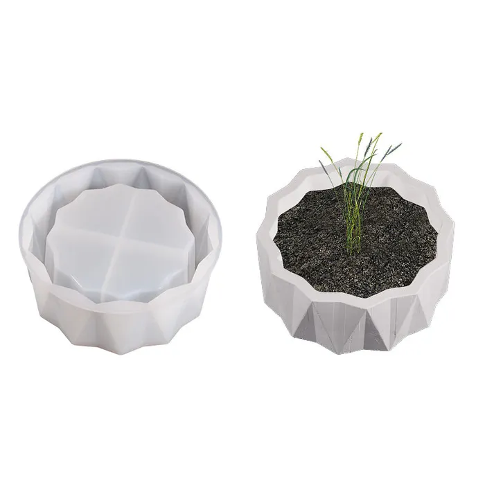 Rings IntoResin Round Cut Surface Flower Pot Storage Box Resin Mold