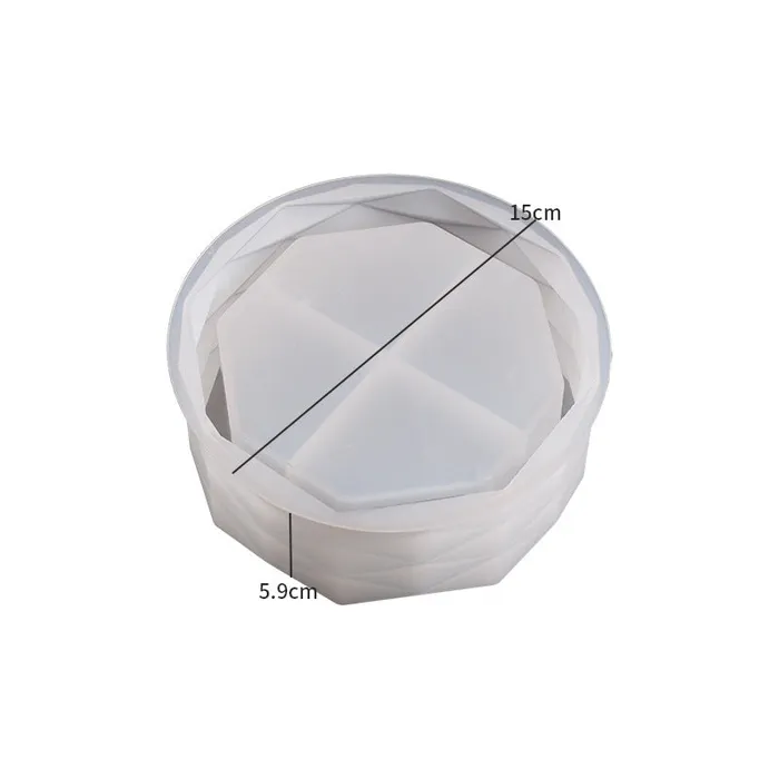 Rings IntoResin Round Cut Surface Flower Pot Storage Box Resin Mold