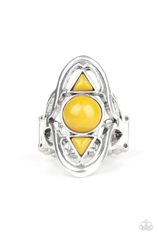 Rings Paparazzi Ring Aztec Adobe Yellow Paparazzi Jewelry