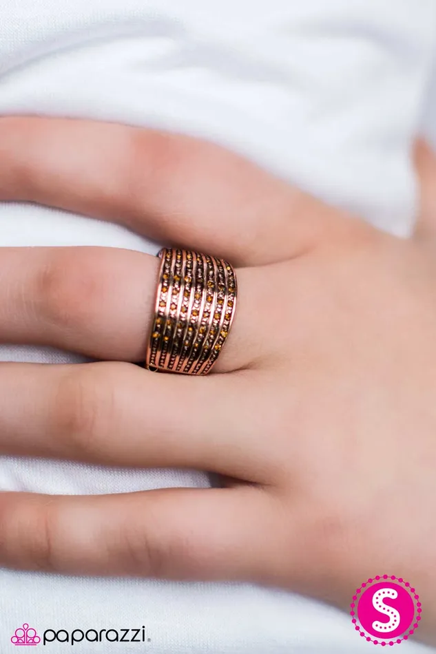 Rings Paparazzi Ring City Storm Copper Paparazzi Jewelry