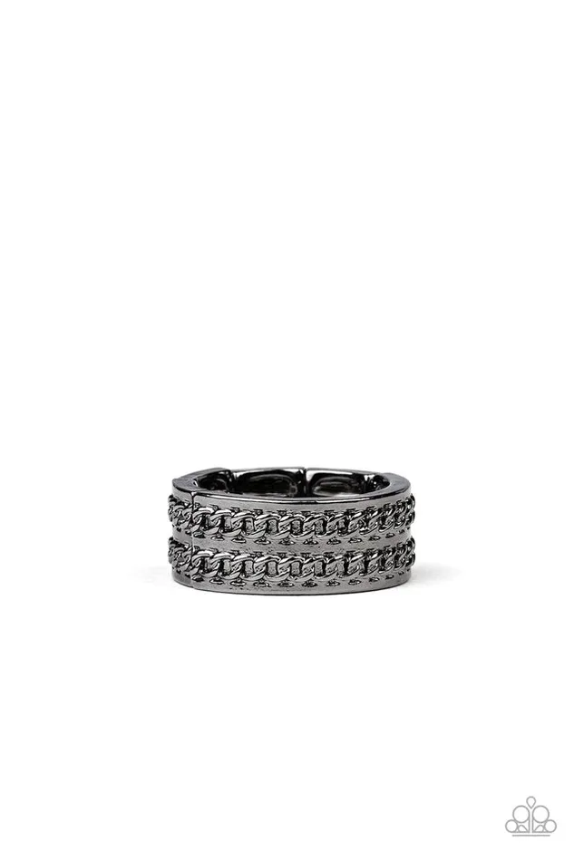 Rings Paparazzi Ring Man vs Machine Black Paparazzi Jewelry Rings Paparazzi Ring Man vs Machine Black Paparazzi Jewelry