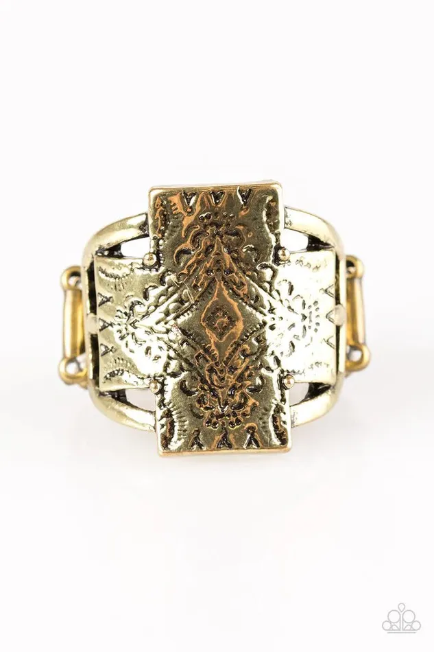 Rings Paparazzi Ring Southwest Shimmer Brass Paparazzi Jewelry