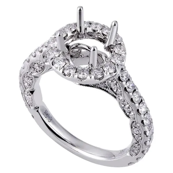 Rings Romantic delicate design halo setting 18k white gold ring with 135ct diamonds KR11420XD100A Diamond Source NYC Rings Romantic delicate design halo setting 18k white gold ring with 135ct diamonds KR11420XD100A Diamond Source NYC